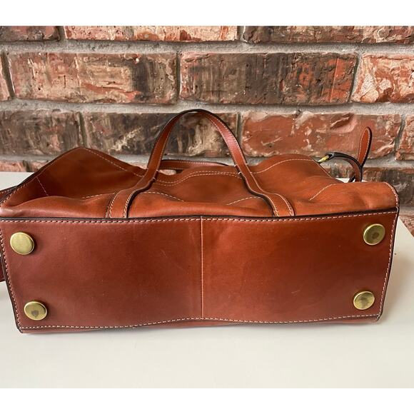 Fossil Carmen Leather Tote Brandy Crossbody Strap Adjustable EUC - Picture 5 of 6